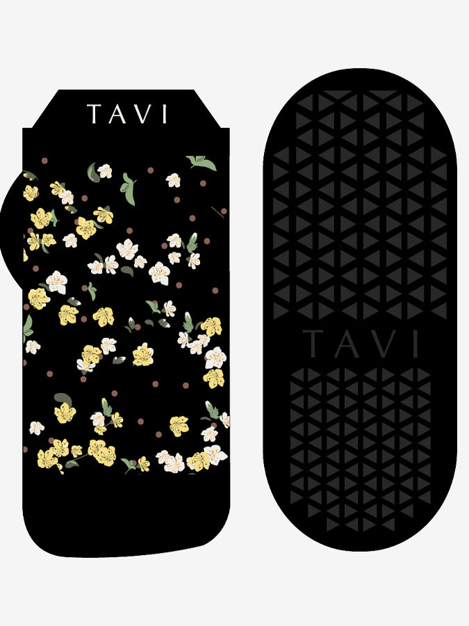 Grip Socks in Savvy Ebony Flourish by Tavi