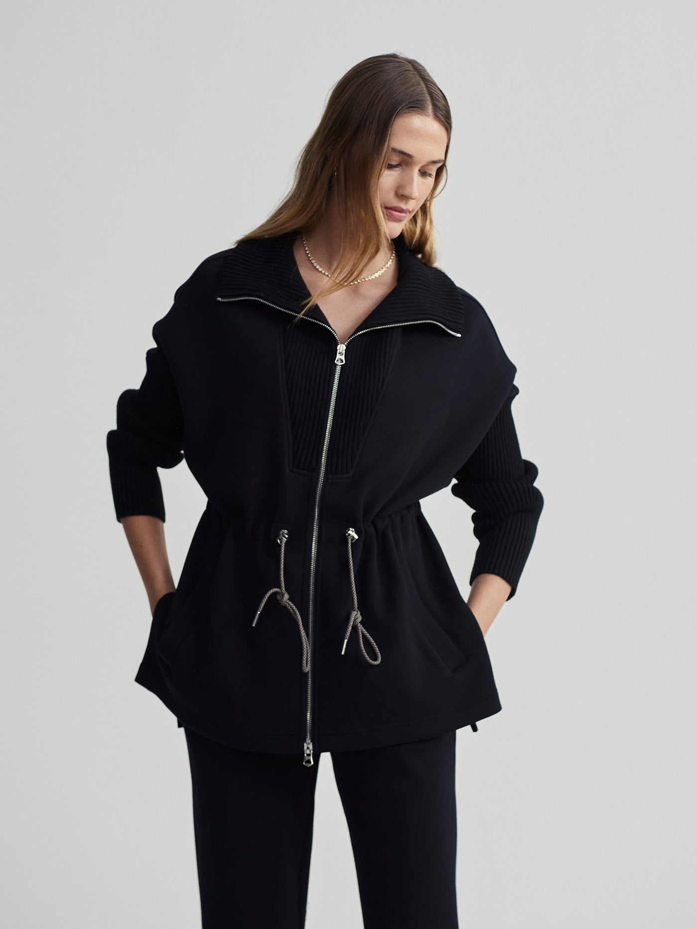 Varley Palen Longline Zip Through - Black