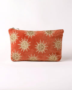 Elizabeth Scarlett Velvet Everyday Pouch - Rust Sun Goddess