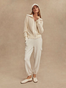 Varley Eloise Full Zip Knit - Egret