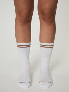 Girlfriend Collective Crew Socks - Brownie Striped