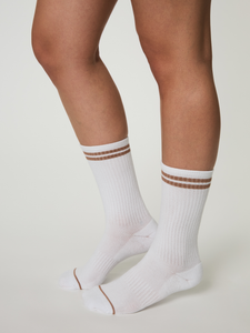 Girlfriend Collective Crew Socks - Brownie Striped