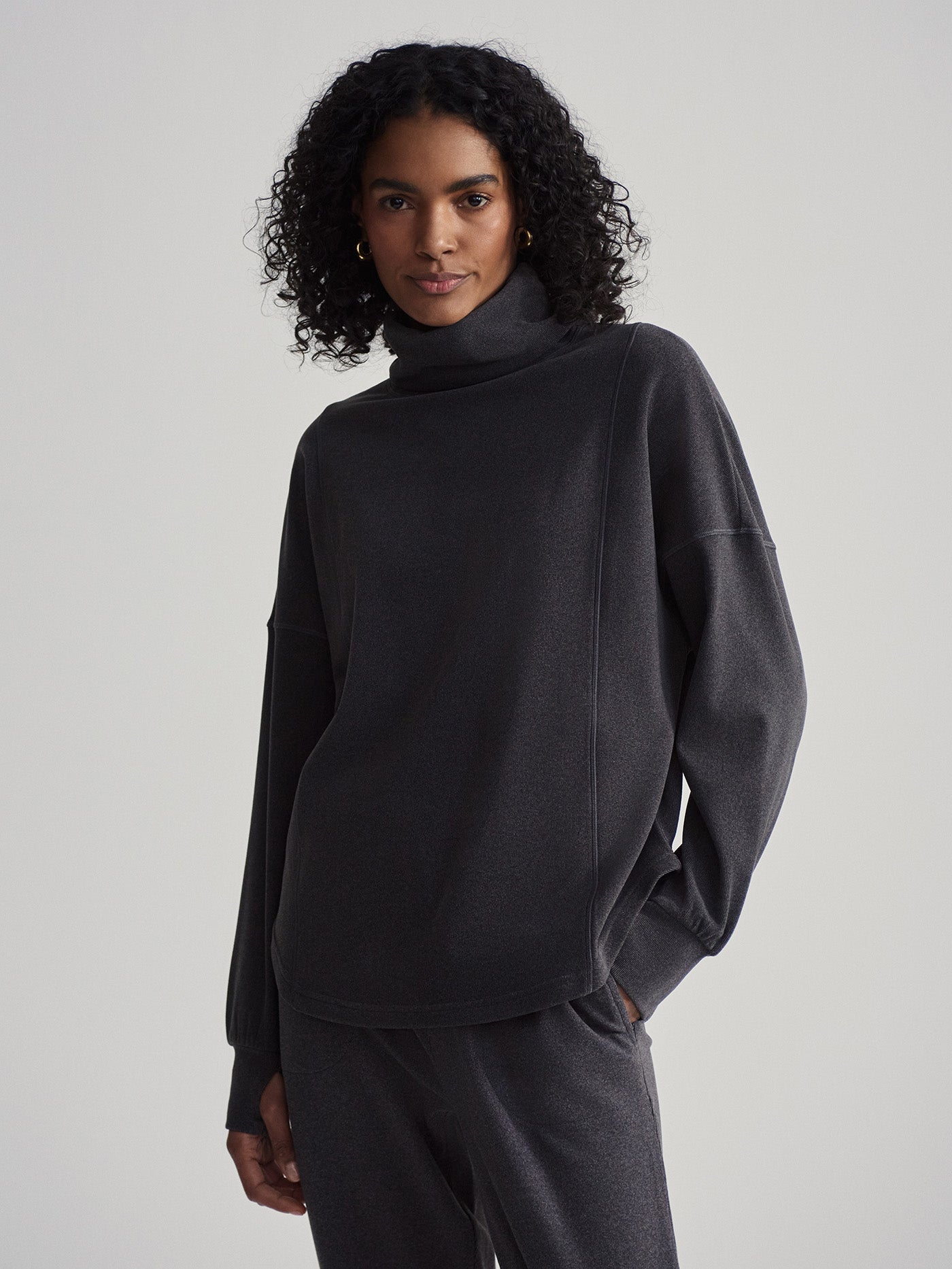 Varley Rainer Roll Neck Midlayer - Black Marl