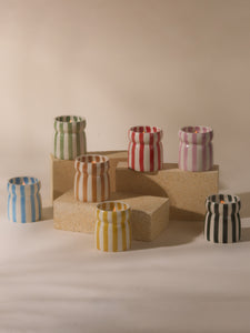 Paddywax Cabana Striped Ceramic Candle - Bora Bora