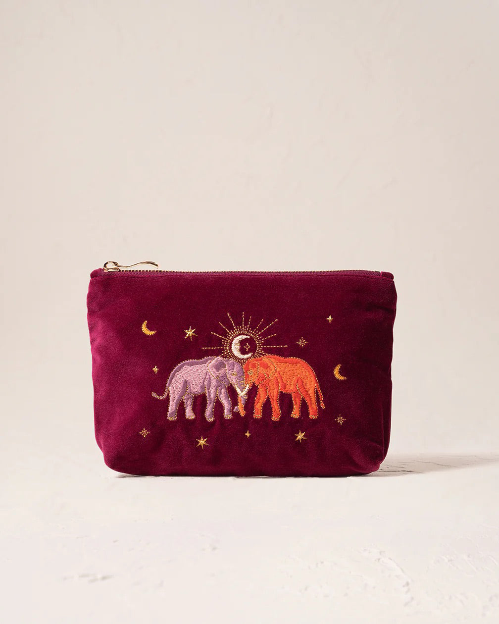 Elizabeth Scarlett Velvet Mini Pouch - Ruby Enchanted Elephant