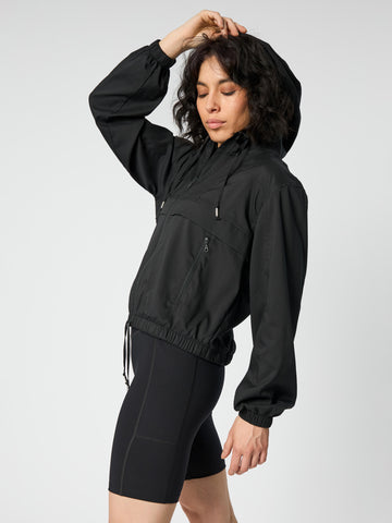 Girlfriend Collective Allie Hooded Windbreaker - Black