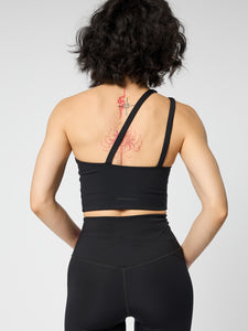 Girlfriend Collective Uma One-Shoulder Bra - Black