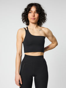 Girlfriend Collective Uma One-Shoulder Bra - Black