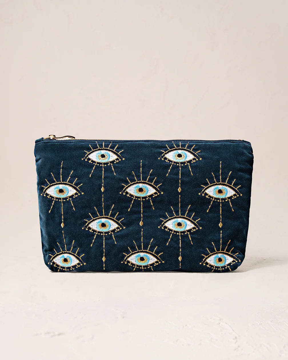 Elizabeth Scarlett Velvet Everyday Pouch - Ink Blue Mystical Eye