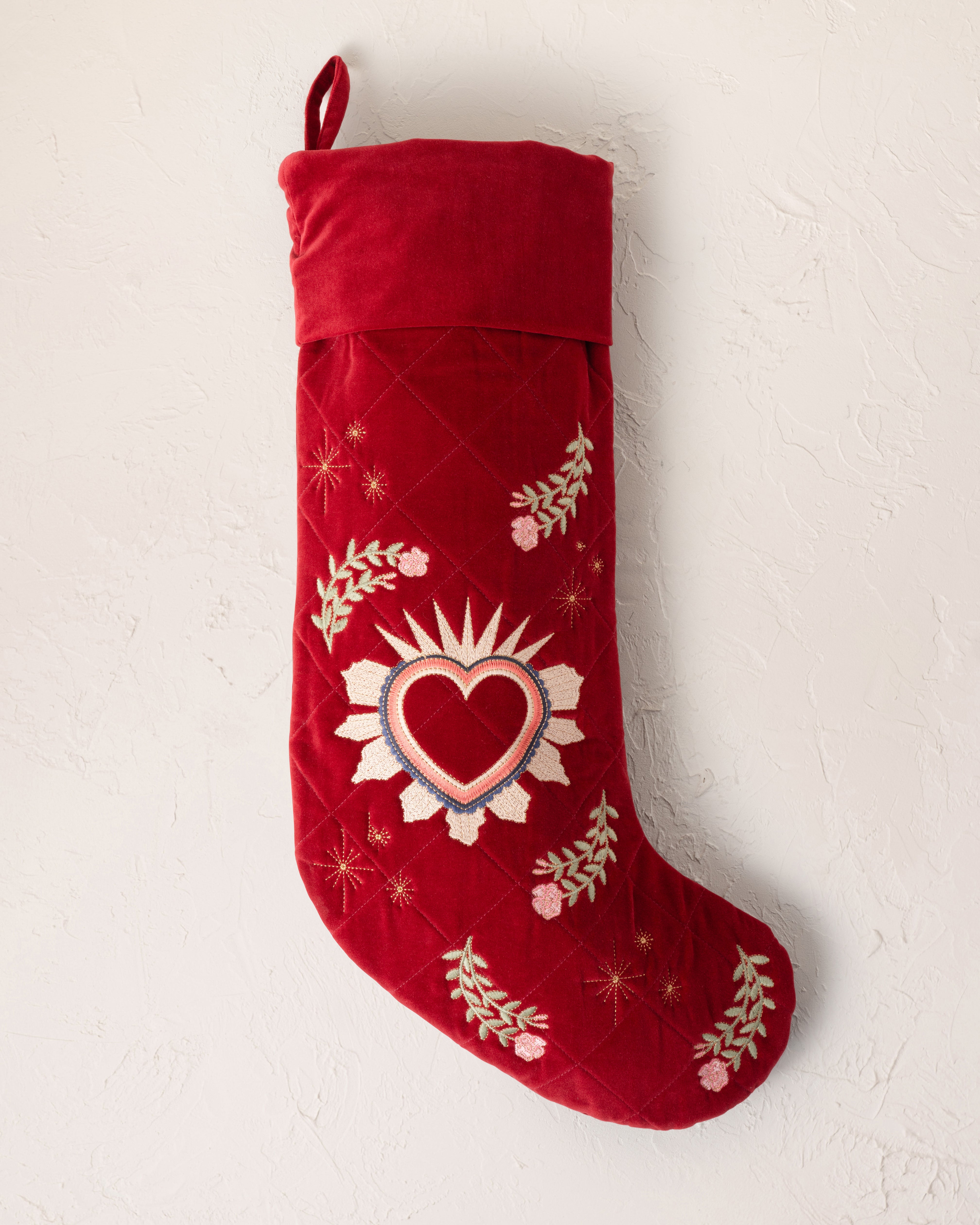 Elizabeth Scarlett Velvet Stocking - Rouge Sacred Heart