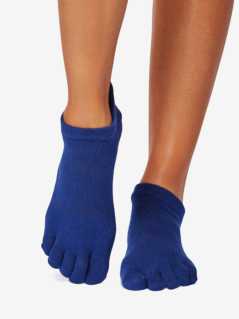 ToeSox Full Toe Low Rise Grip Socks - Deep Navy