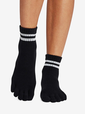 ToeSox Full Toe Melody Grip Socks - Silver Stripe