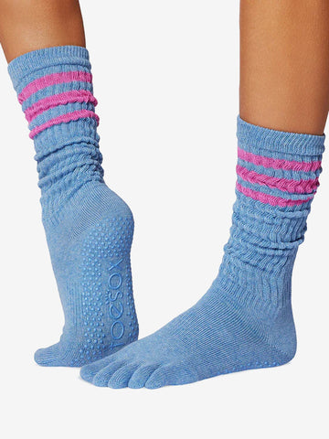 ToeSox Full Toe Slouch Grip Socks - Energy