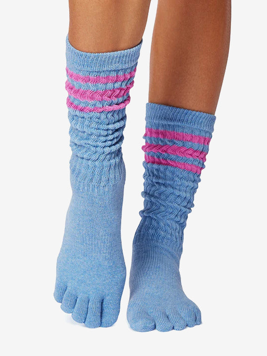 ToeSox Full Toe Slouch Grip Socks - Energy