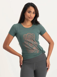 Urban Goddess Hamsa Core Yoga Tee - Forest