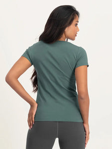 Urban Goddess Hamsa Core Yoga Tee - Forest