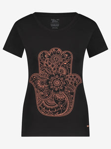 Urban Goddess Hamsa Core Yoga Tee - Onyx Black