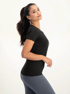 Urban Goddess Namaste Core Yoga Tee - Onyx Black