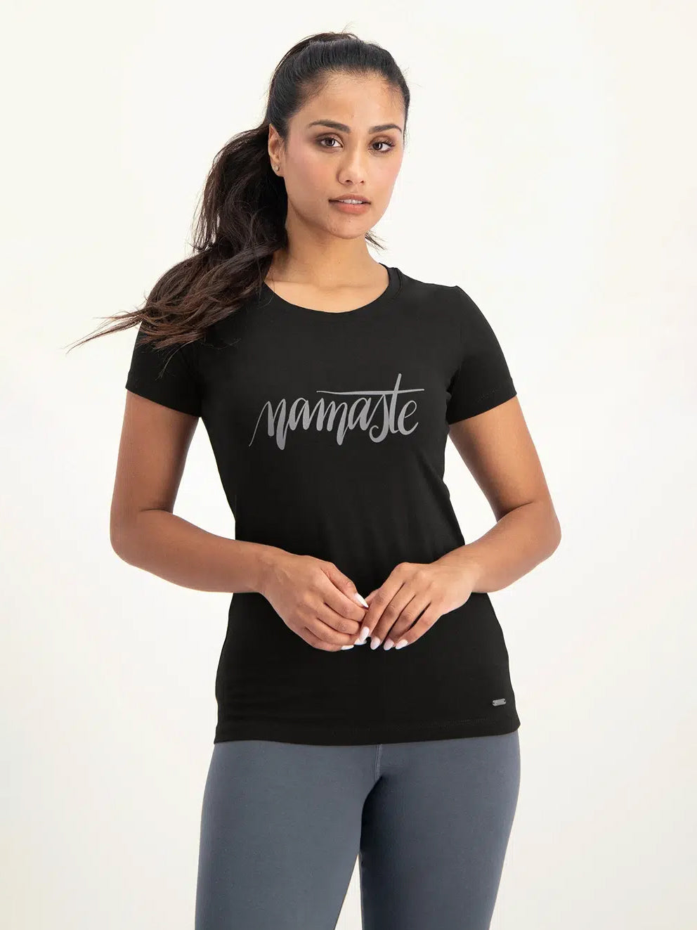 Urban Goddess Namaste Core Yoga Tee - Onyx Black