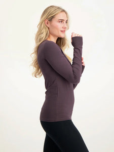 Urban Goddess Namaste Long Sleeve Yoga Top - Berry