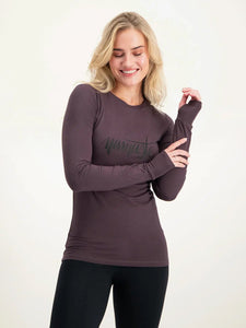 Urban Goddess Namaste Long Sleeve Yoga Top - Berry