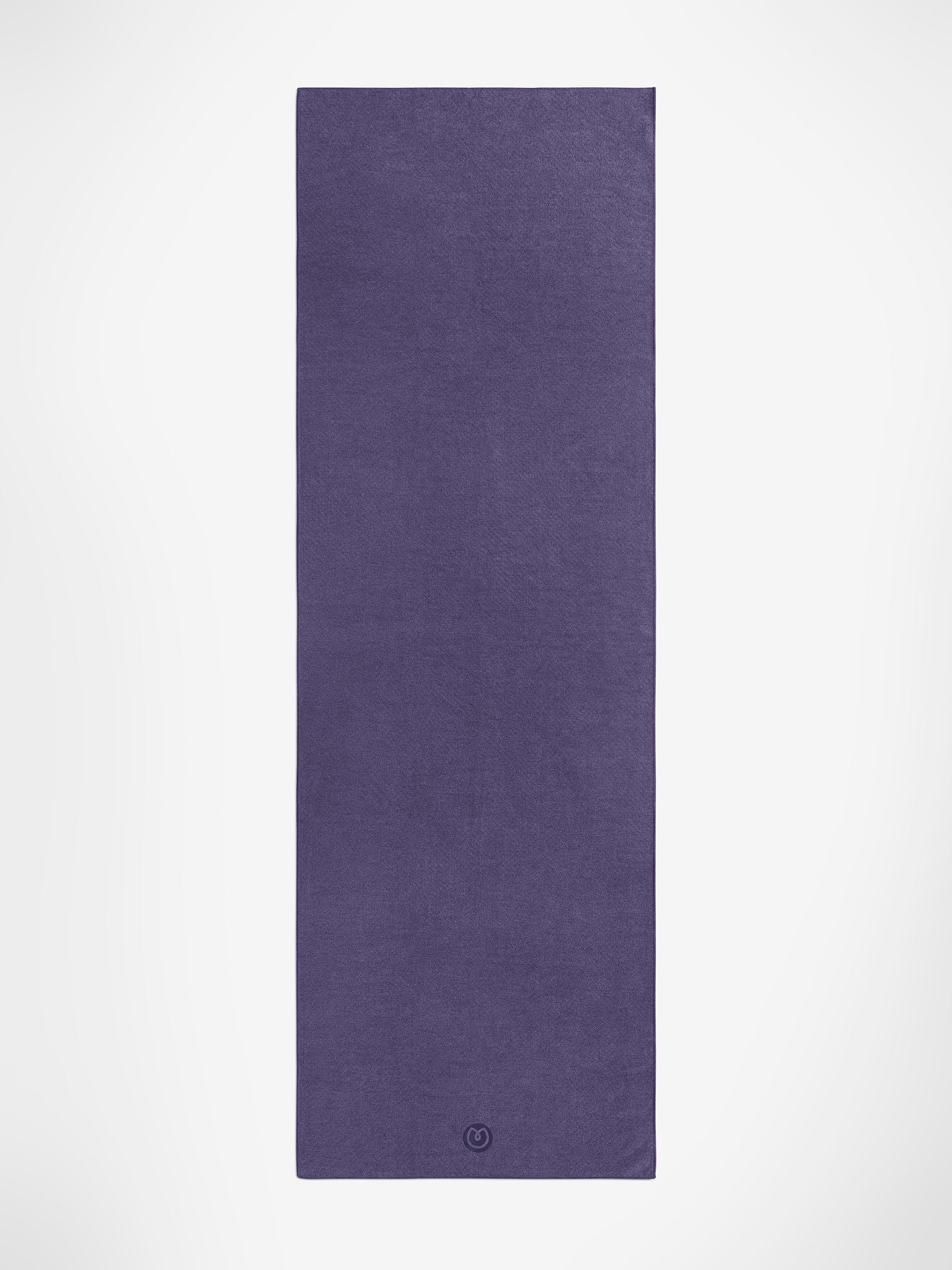 Purple yoga mat front view with visible logo, textured non-slip surface, exercise mat, premium thick fitness mat for yoga.