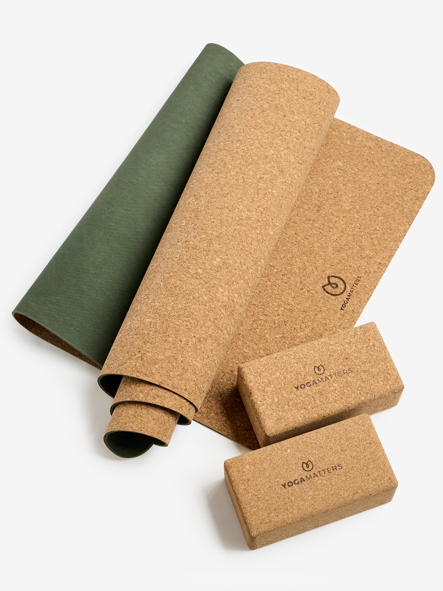 Yogamatters Cork Mat and Pair of Cork Bricks Kit